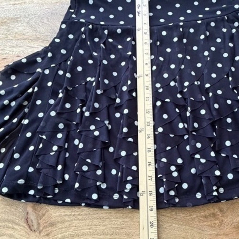 Vtg. Y2K Parisian Coquette Navy Polka Dot 2Pc Set Tank & Tiered Mini Skirt S/M - Picture 8 of 14